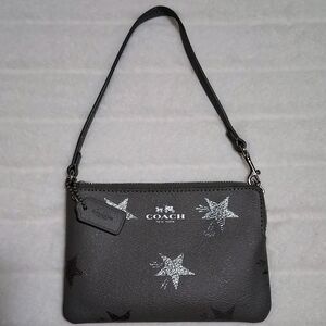 Coach Wristlet Saffiano Leather Metallic Silver Star  Wallet/wristlet